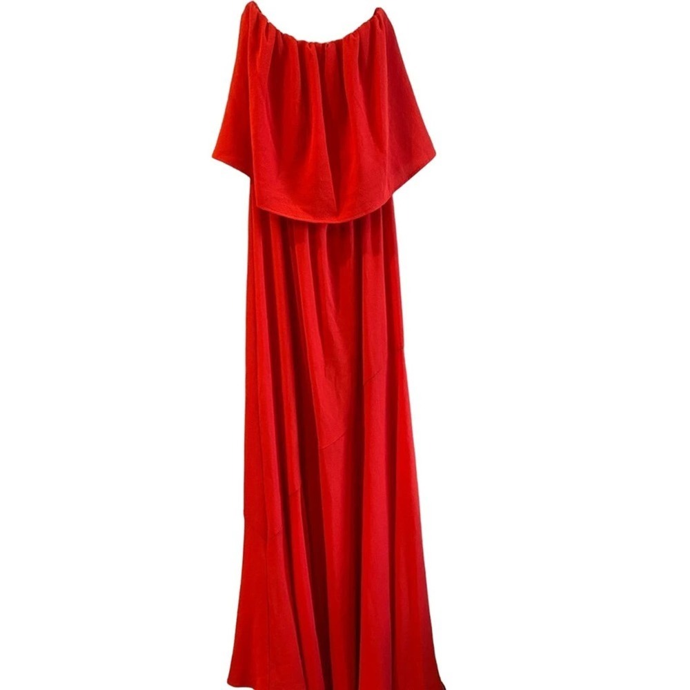 Evelyn Rose Vibrant Red Maxi Dress with Chic Draped Overlay - Size S (NW…